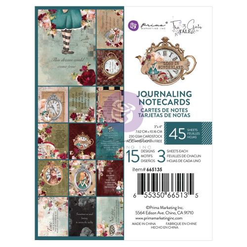 Prima Marketing - Lost In Wonderland Journaling Cards 3"X4" 45/Pkg 15 Designs/3 Each