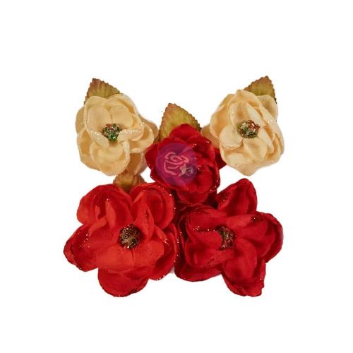 Prima Marketing Paper Flowers 5/Pkg-Festive Carols, From The North Pole