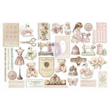 Prima Marketing - Buttons & Keepsakes Collection Ephemera - Stitched Clippings - 76 pcs w/ foil detail