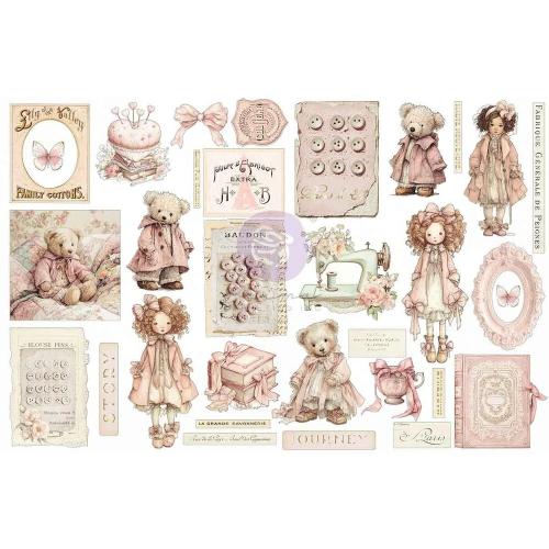 Prima Marketing - Buttons & Keepsakes Collection Ephemera - Quilted Memories - 64 pcs w/ foil detail