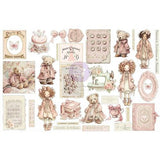 Prima Marketing - Buttons & Keepsakes Collection Ephemera - Quilted Memories - 64 pcs w/ foil detail