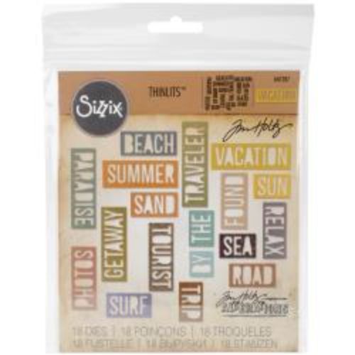 Sizzix Thinlits Dies 18/Pkg By Tim Holtz Vacation Words Block - Krafters Cart