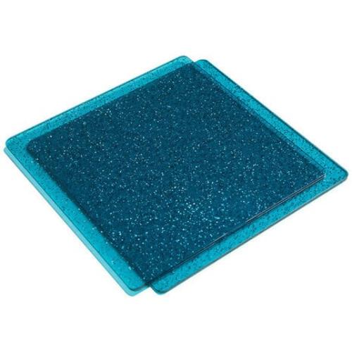 Sizzix Accessory Cutting Pads 6"X6" 1 Pair - Stacey Park-Teal With Glitter, Limited Edition