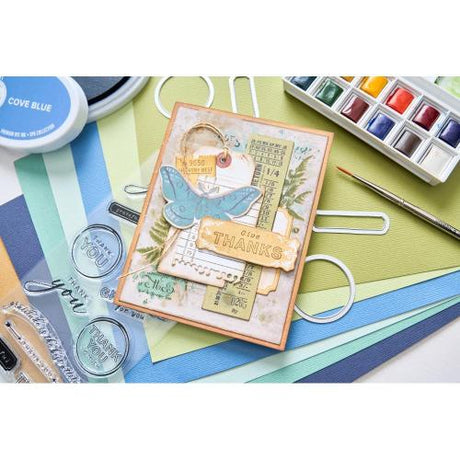 Sizzix Clear Stamps with Framelits Die  Thankful Sentiments by 49 and Market