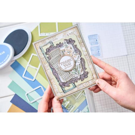Sizzix Clear Stamps with Framelits Die  Thankful Sentiments by 49 and Market