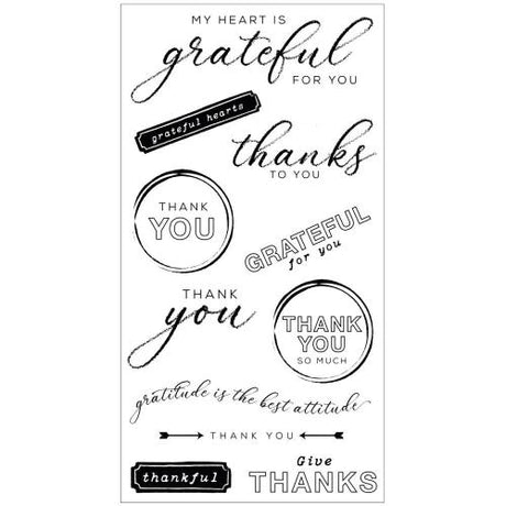 Sizzix Clear Stamps with Framelits Die  Thankful Sentiments by 49 and Market