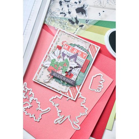 Sizzix A5 Clear Stamps with Framelits Die  Pencil Line Holly by 49 and Market