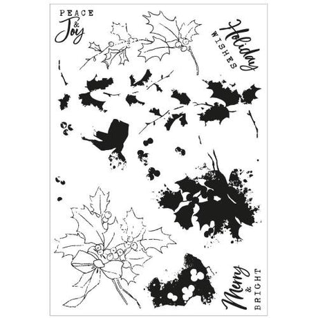Sizzix A5 Clear Stamps with Framelits Die  Pencil Line Holly by 49 and Market