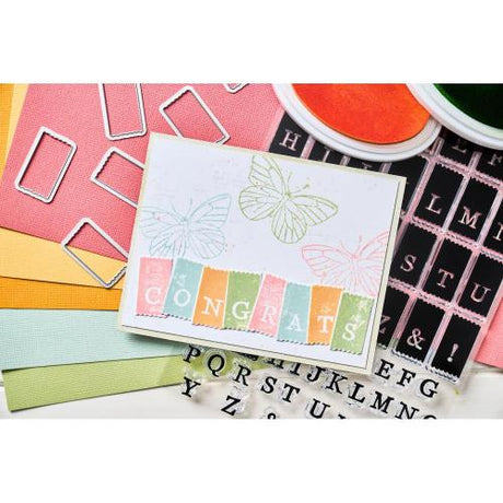 Sizzix A5 Clear Stamps with Framelits Die  Tab Stamp Alpha by 49 and Market