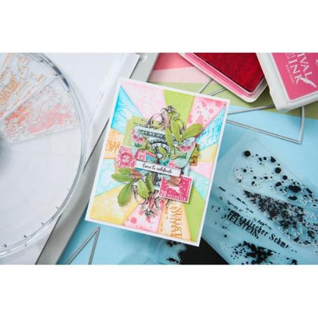 Sizzix A5 Clear Stamps W/Framelits Dies By 49 And Market Build-A-Burst Artsy Lace Mix