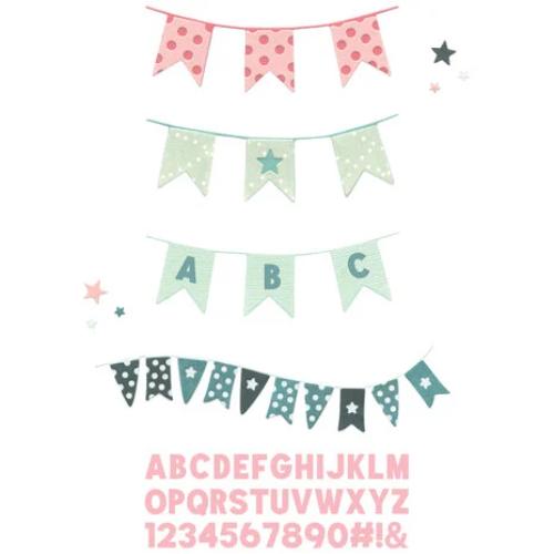 Sizzix Thinlits Die w/Stamps by 49 and Market Banner Bash (17+39pcs) (666945)