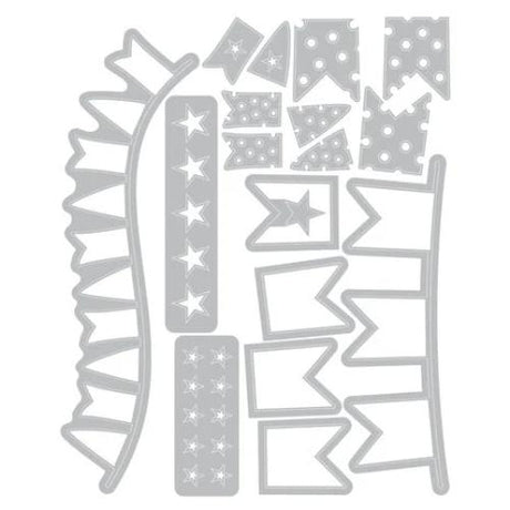 Sizzix Thinlits Die w/Stamps by 49 and Market Banner Bash (17+39pcs) (666945)