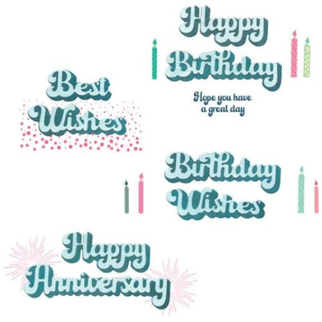Sizzix Thinlits Die w/Stamps by 49 and Market Birthday Wishes (18+7pcs) (666946)