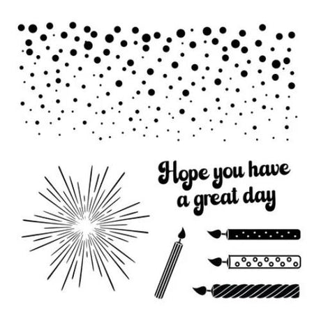 Sizzix Thinlits Die w/Stamps by 49 and Market Birthday Wishes (18+7pcs) (666946)