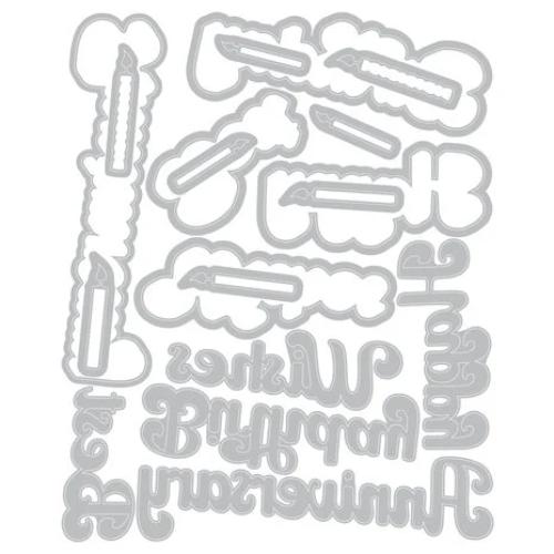 Sizzix Thinlits Die w/Stamps by 49 and Market Birthday Wishes (18+7pcs) (666946)