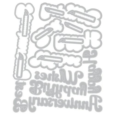 Sizzix Thinlits Die w/Stamps by 49 and Market Birthday Wishes (18+7pcs) (666946)