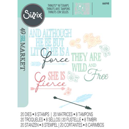 Sizzix Thinlits Die w/Stamps by 49 and Market Forces of Nature (20+8pcs) (666948)