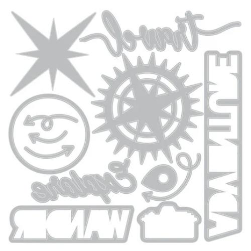 Sizzix Thinlits Die w/Stamps by 49 and Market A5 Wanderlust Explorer (13+20pcs) (666953)