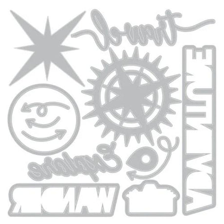 Sizzix Thinlits Die w/Stamps by 49 and Market A5 Wanderlust Explorer (13+20pcs) (666953)