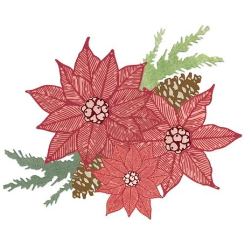Sizzix Framelits Die w/Stamps by 49 and Market Poinsettia Trio (10+16pcs) (667015)