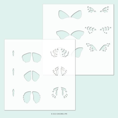 Concord & 9th Stencil 6"X6" 2/Pkg-Boho Butterfly