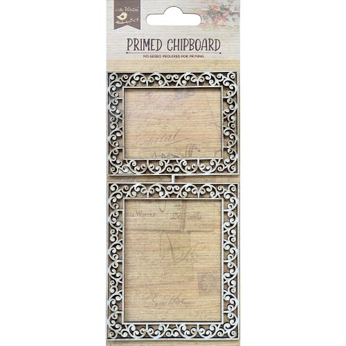 Little Birdie Laser Cut Primed Chipboard 1/Pkg-Scroll Border Frame