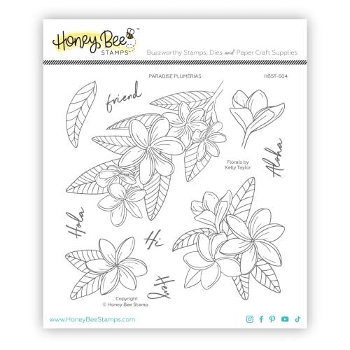 Honey Bee Stamps - Paradise Plumerias - 6x6 Stamp Set