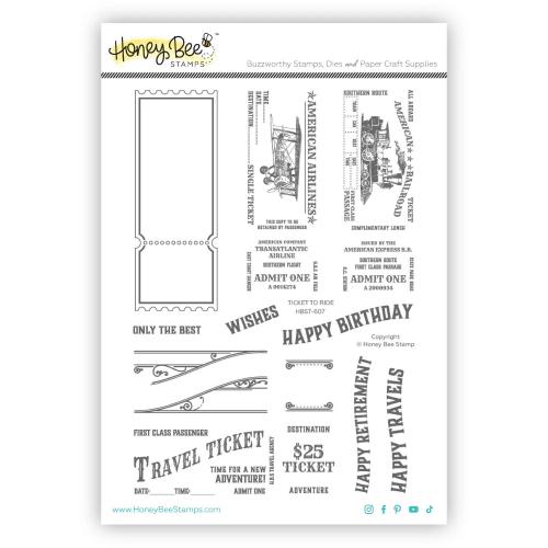 Honey Bee Stamps - Ticket To Ride - 6x8 Stamp Set