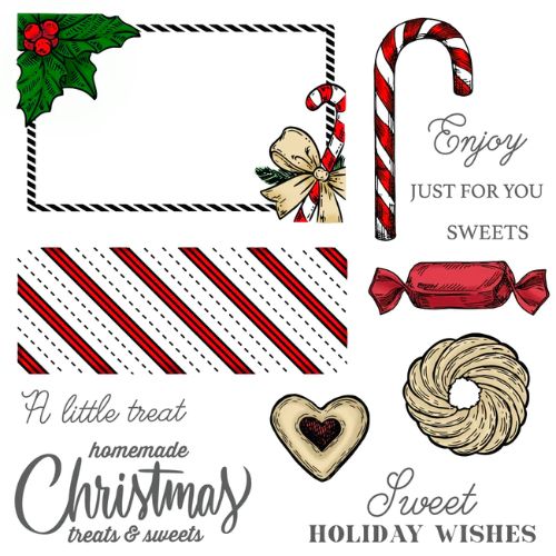 Honey Bee Stamps - Holiday Treats Vintage Gift Card Box Add-On 6x6 Stamp Set