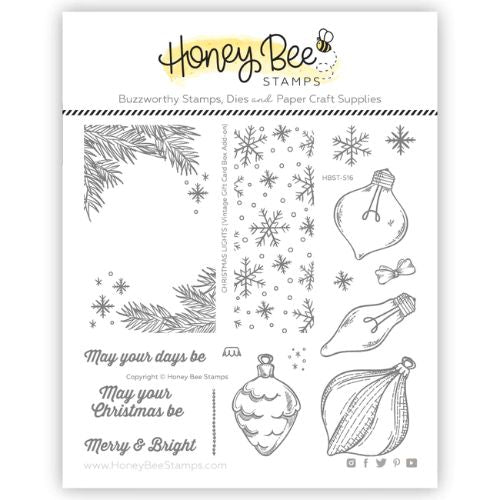 Honey Bee Stamps - Christmas Lights Vintage Gift Card Box Add-On 6x6 Stamp Set