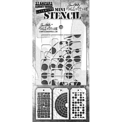 Stampers Anonymous -  Set #59 Tim Holtz Layering Mini Stencil (3pcs) (MST059)