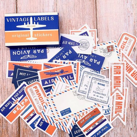 The Washi Tape Shop - 60 Piece Vintage Air Mail Stickers - Air Mail