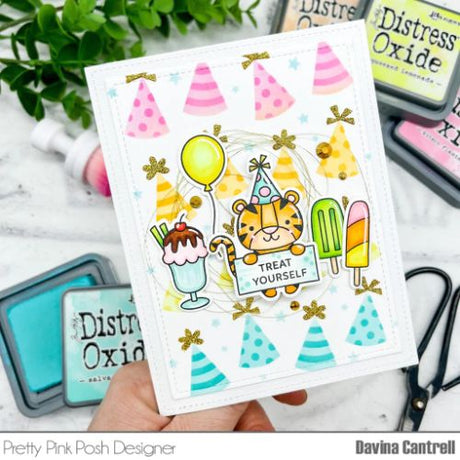 Pretty Pink Posh - Layered Party Hats Stencil (4Lyr)