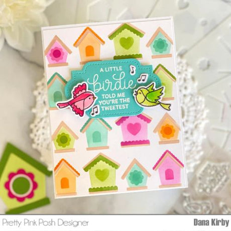 Pretty Pink Posh - Layered Birdhouses Stencil (4 Layer)