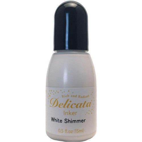 Tsukineko Delicata Pigment Ink Refill .5oz White Shimmer