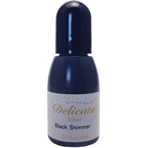 Tsukineko Delicata Pigment Ink Refill .5oz Black Shimmer