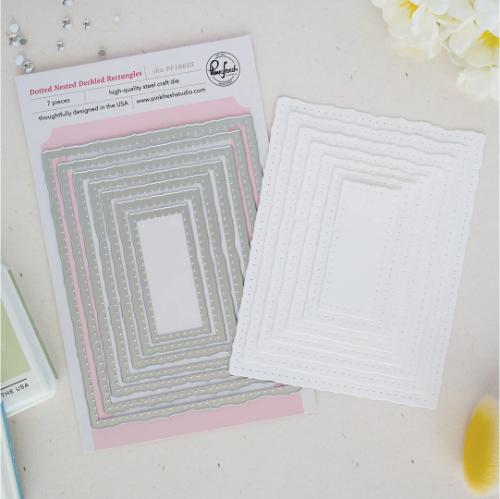 Pinkfresh Studio - Dotted Nested Deckled Rectangles die