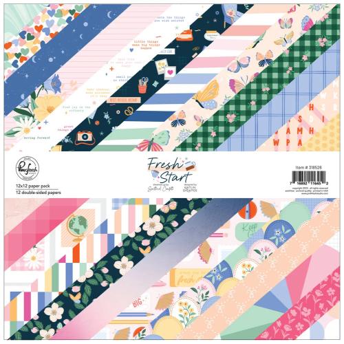 Pinkfresh Studio Fresh Start 12x12 Inch Paper Pack Double-Sided (12pcs) by Kaitlin Sheaffer (318526) - Postage as per Actual