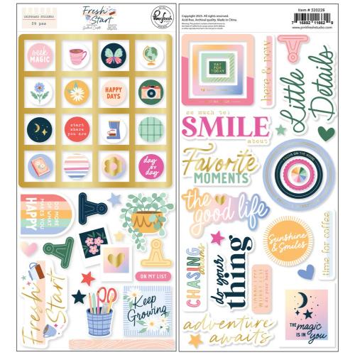 Pinkfresh Studio Fresh Start Chipboard Stickers by Kaitlin Sheaffer (320226) - Postage as per Actual