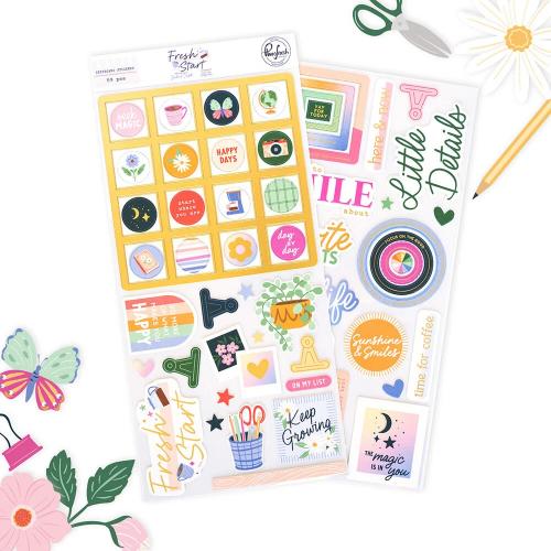Pinkfresh Studio Fresh Start Chipboard Stickers by Kaitlin Sheaffer (320226) - Postage as per Actual