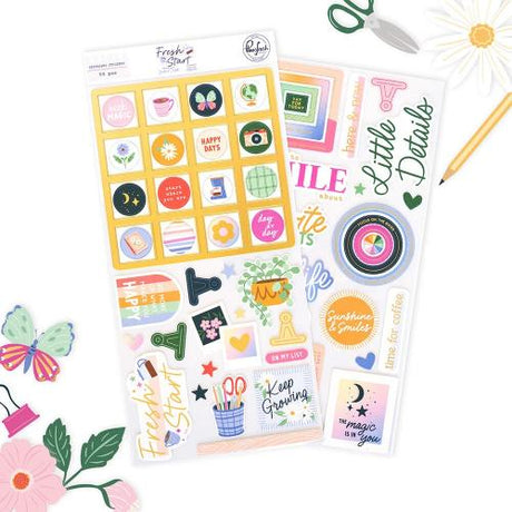 Pinkfresh Studio Fresh Start Chipboard Stickers by Kaitlin Sheaffer (320226) - Postage as per Actual