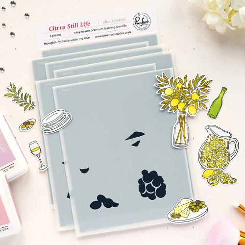 Pinkfresh Studio - Stencil - Citrus Still Life by Inna Moreva (324826)