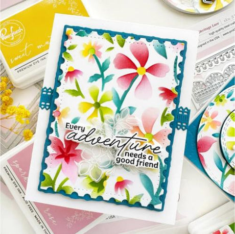 Pinkfresh Studio - Wildflower Notes stencil