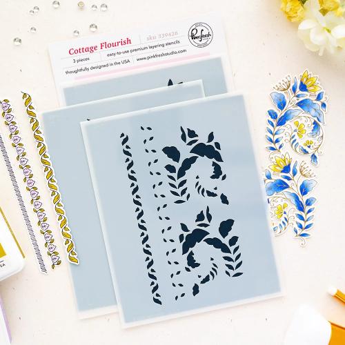 Pinkfresh Studio - Cottage Flourish stencil