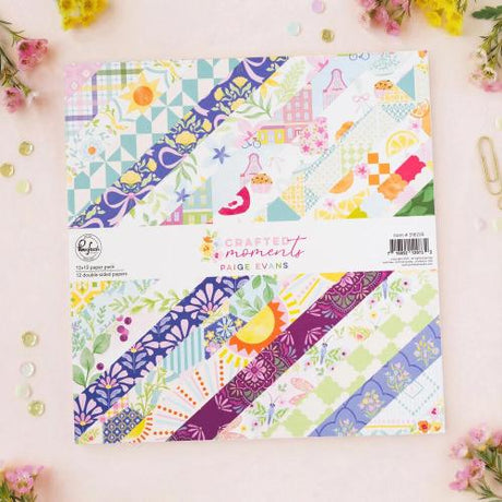 Pinkfresh Studio Crafted Moments 12x12 inch Paper Pack Double-Sided (12pcs) by Paige Evans (316226) - Postage as per Actual