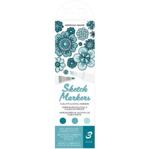 American Crafts Sketch Markers - Dual Tip Alcohol Markers (CYAN)