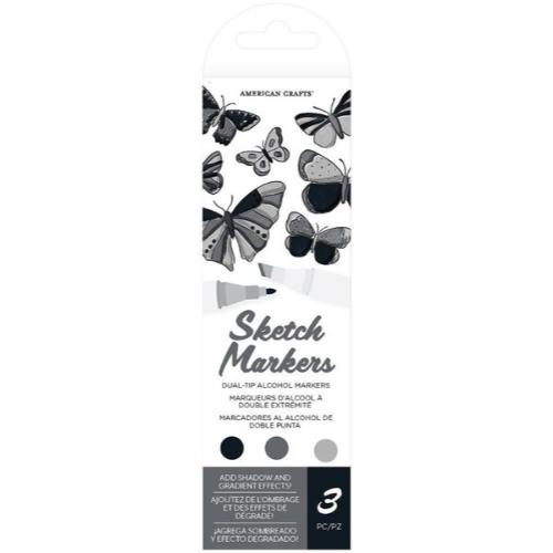 American Crafts Sketch Markers - Dual Tip Alcohol Markers (BLACK)