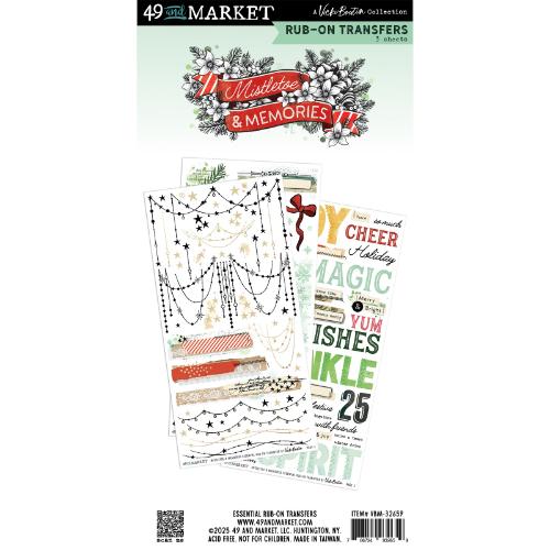 49 And Market Rub-On Transfer Set-Essential, Mistletoe And Memories - Postage as per Actual