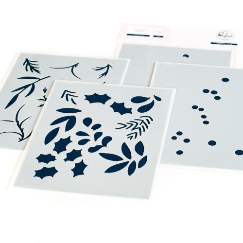 Pinkfresh Studio - Stencils 4.25"X5.25" 4/Pkg Festive Leaves Background Layering