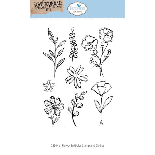 Elizabeth Craft Designs Hello You! Stamp and Die Set Flower Scribbles (CSD441)